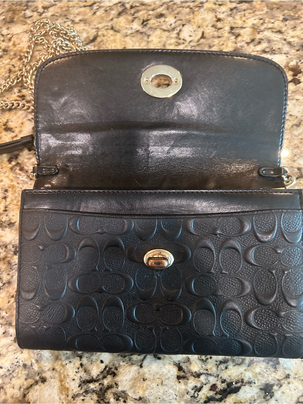 Coach Chain Crossbody Bag Wallet on Chain Wristlet Purse In Black Logo - Picture 9 of 12